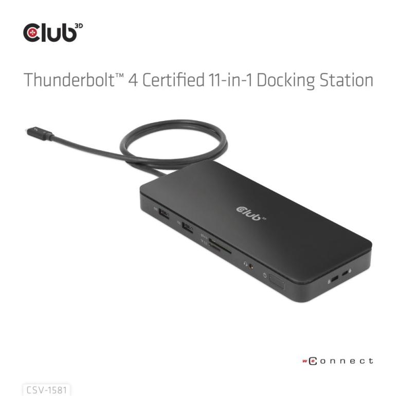 国内正規品 Club 3D Thunderbolt 4 (40Gbps) 認証 11-in-1 ドッキング 