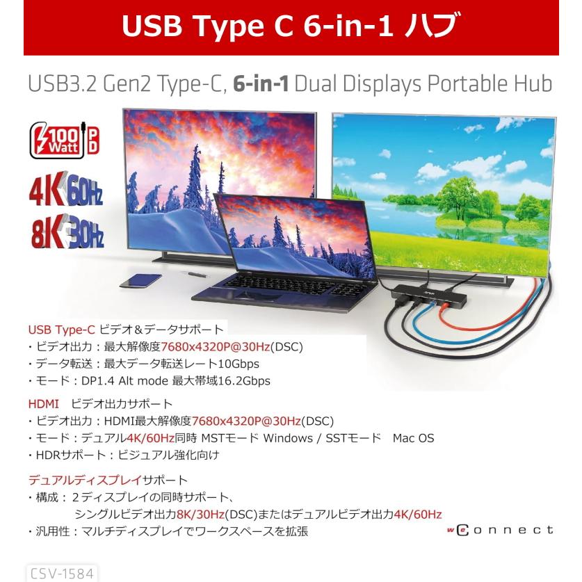 国内正規品 Club 3D USB Gen2 Type C 6-in-1 ハブ HDMI/USB 国内正規品 Club 3D USB Gen2 Type C 6-in-1 ハブ HDMI/USB
