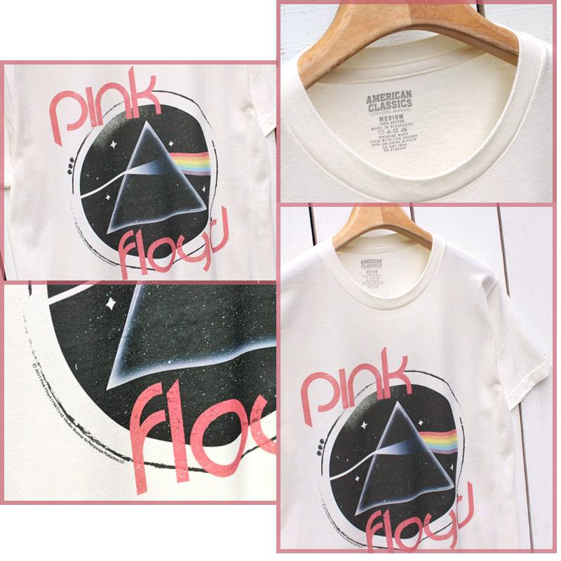 American Classics Pink Floyd ピンクフロイド プリントTシャツ ナチュラル Print Tee The Dark Side of The Moon Natural プログレッシブ ロック バンド 牛 cow｜beardstore｜02