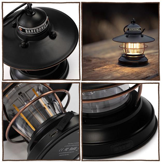 BAREBONES ベアボーンズ ミニエジソンランタンLED アンティークブロンド Mini Edison Lantarn USB接続 レトロ アンティーク キャンプ アウトドア ランプ 小型 | BAREBONES | 04