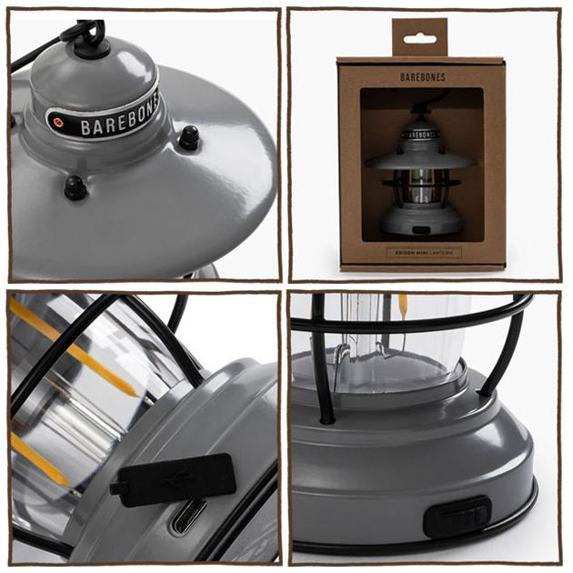 BAREBONES ベアボーンズ ミニエジソンランタンLED アンティークブロンド Mini Edison Lantarn USB接続 レトロ アンティーク キャンプ アウトドア ランプ 小型 | BAREBONES | 08