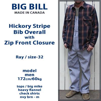 Big Bill ビックビル オーバーオール ジップフロント ヒッコリー ノンウォッシュ Hickory Stripe Bib Overall with Zip Front Closure Ray サロペット ワーク｜beardstore｜04
