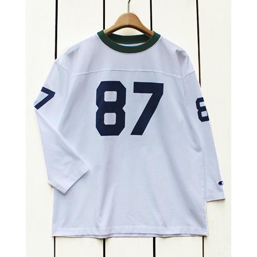 Champion チャンピオン 7分袖フットボールTシャツ ホワイト