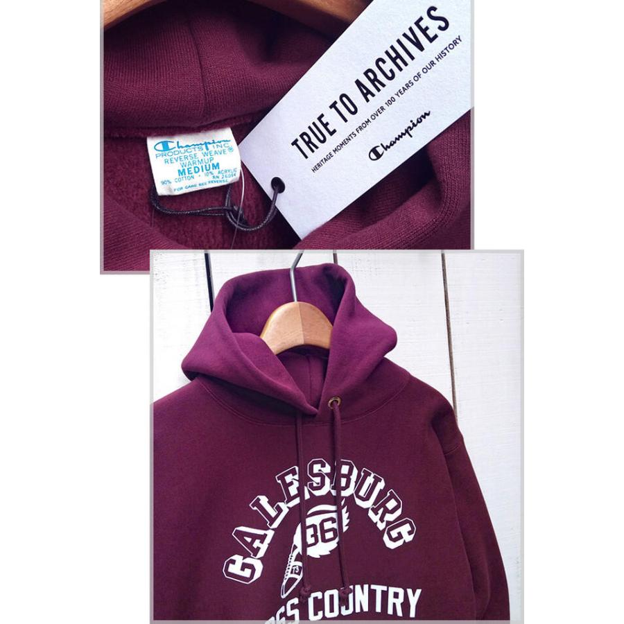 Champion True To Archives チャンピオン プルパーカー マルーン GALESBURG リバースウィーブ Hooded Swaet アーカイヴス 青単タグ 日本製 | Champion | 01