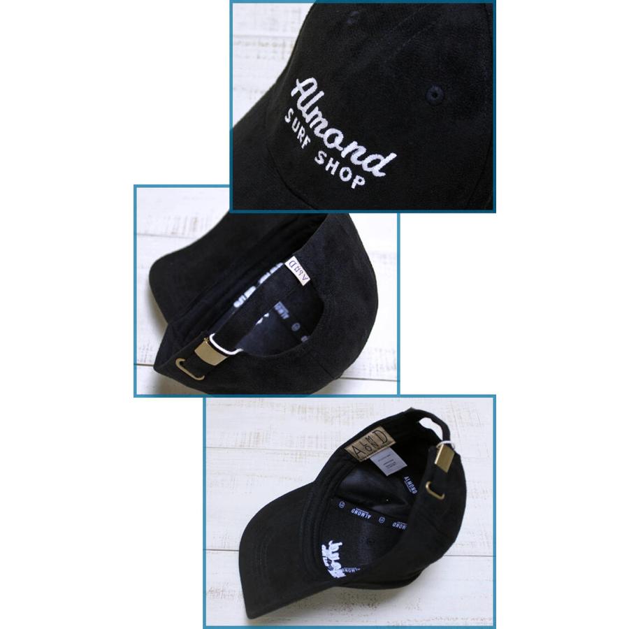 アーモンドサーフ スウェードキャップ ブラック Suede Cap 合皮 刺繍 ロゴ 6パネルトラッカー シンセティック ベースボール Almond Surfboards Designs | ALMOND（ファッション） | 01