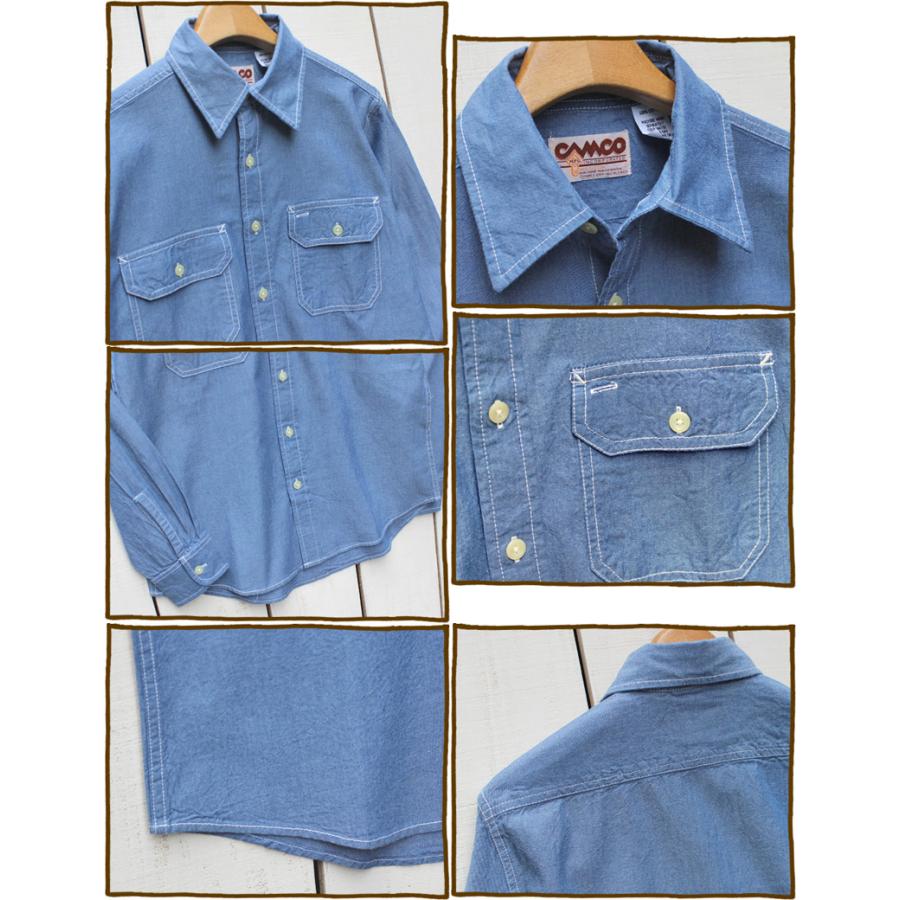 CAMCO カムコ シャンブレーワークシャツ 長袖 ブルー L/S Chambray Work Shirts Blue｜beardstore｜02
