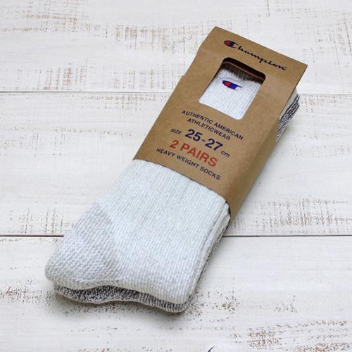 Champion チャンピオン フルレングスソックス 2足組 ヘザーグレー オートミール ミックス ワンポイント フルパイル ヘビーウェイト 2 Pack Full Length Socks | Champion
