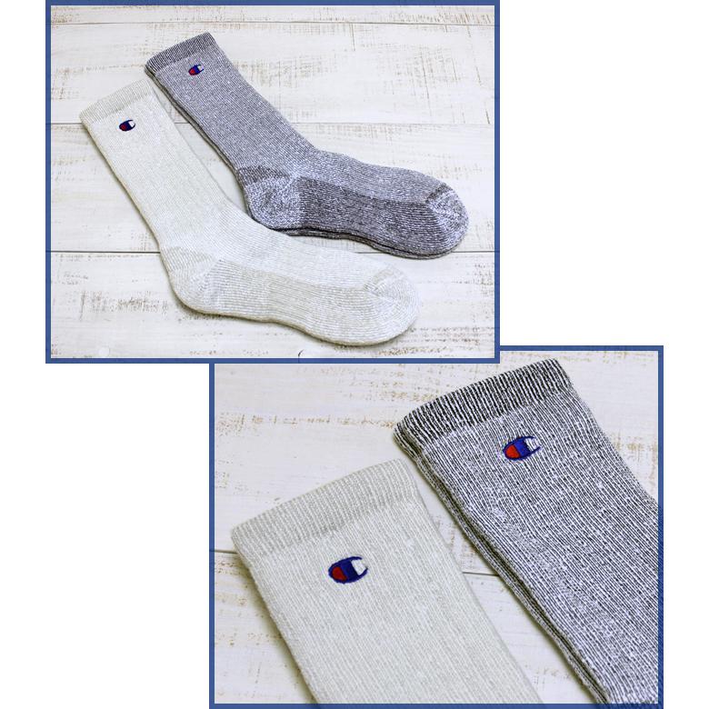 Champion チャンピオン フルレングスソックス 2足組 ヘザーグレー オートミール ミックス ワンポイント フルパイル ヘビーウェイト 2 Pack Full Length Socks | Champion | 01