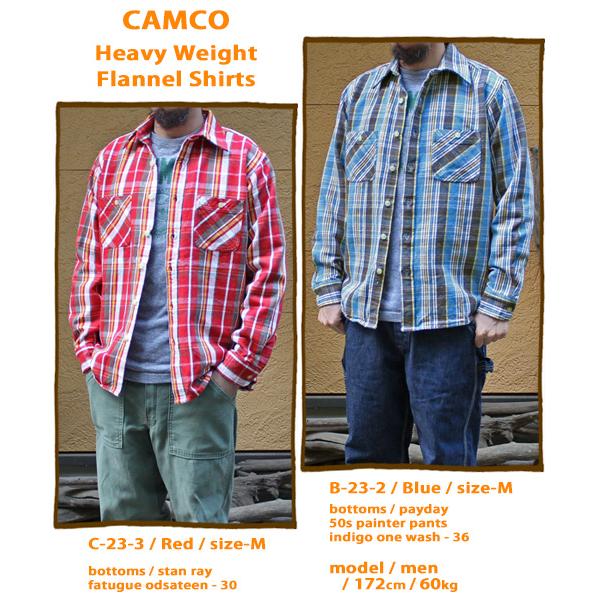 CAMCO カムコ ネルシャツ ブルー 青系 B-23-2 ヘビーウエイト Heavy Weight L/S Flannel Shirts チェック ヘビーネル｜beardstore｜03