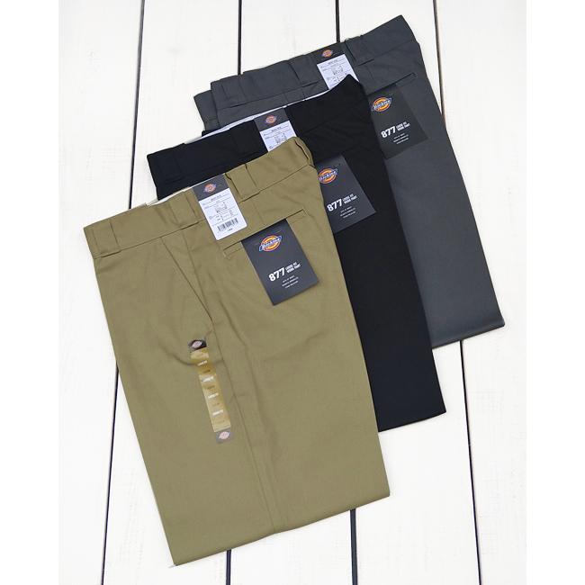 Dickies ディッキーズ 877ワークパンツ ルーズフィット カーキ ブラック チャコールグレー 877 Work Pants 30 Length ワイド チノ ポリエステル コットン ツイル | Dickies