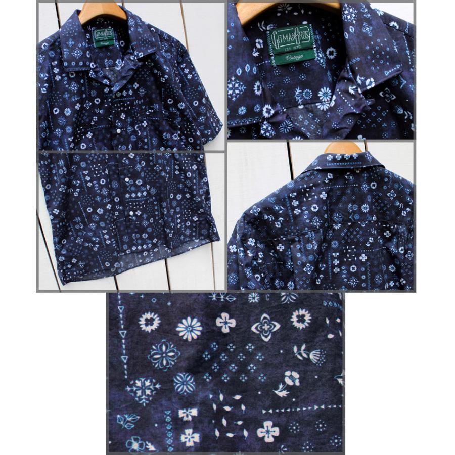 Gitman Vintage ギットマンヴィンテージ 胸ポケット付半袖オープンカラーシャツ インディゴ バンダナ SS Open Collar Shirts Indigo Bandana | GITMAN VINTAGE | 05