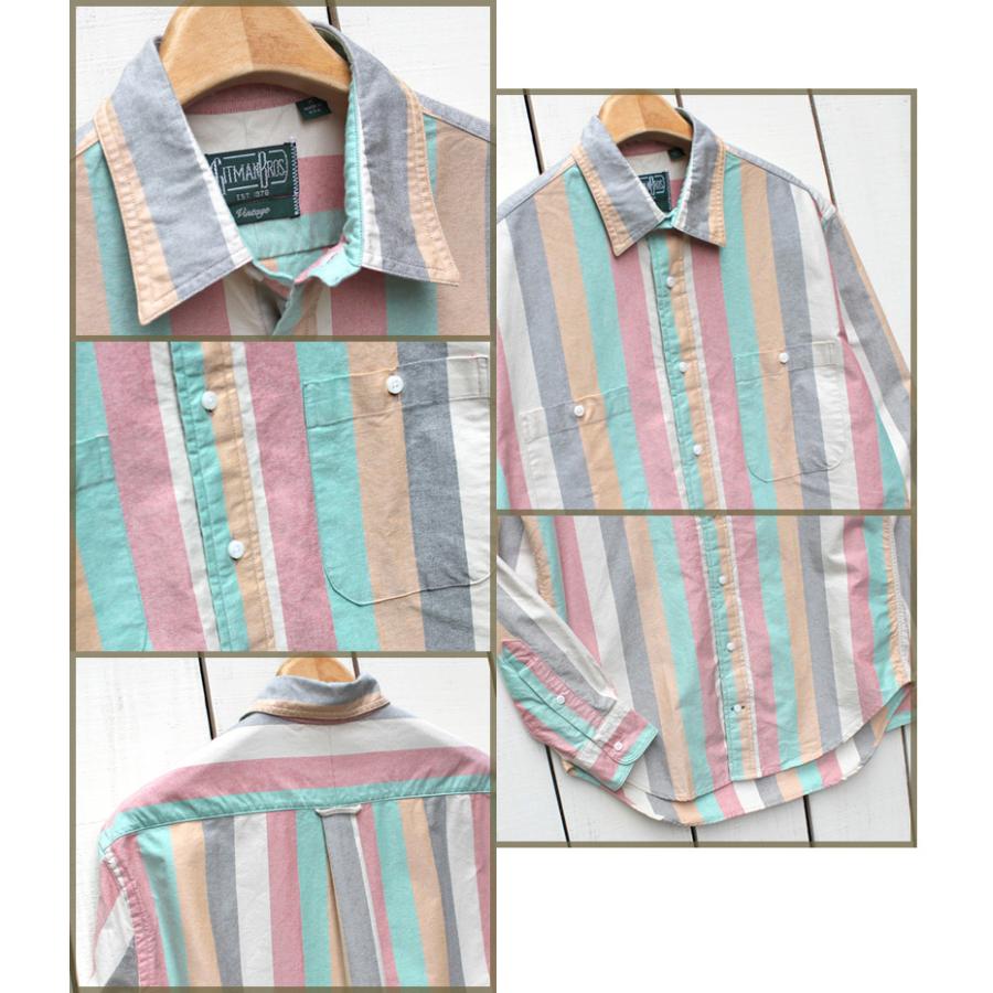 Gitman Vintage ギットマンヴィンテージ 2ポケットワークシャツ マルチ オックスフォード ワイド ストライプ LS 2 Pocket Work Shirts Multi Oxford Wide Stripe｜beardstore｜02