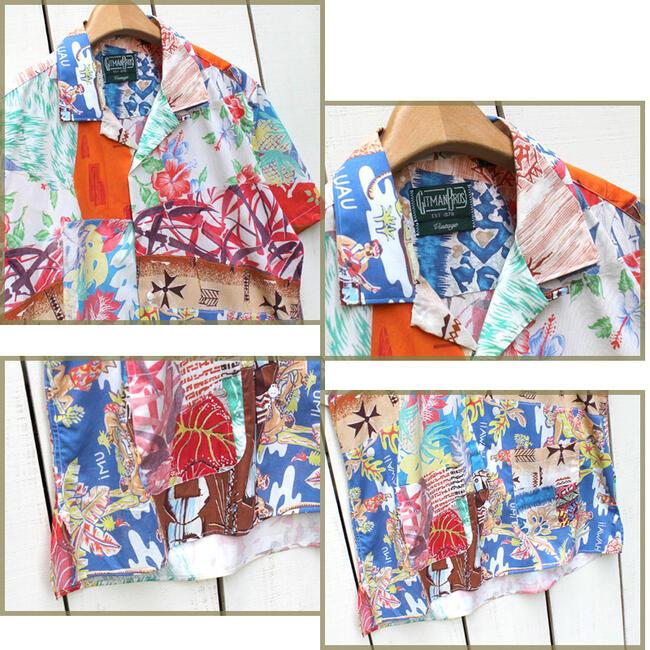 Gitman Vintage ギットマンヴィンテージ 半袖ビーチシャツ アロハキルト プリント SS Beach Shirts Multi Aloha Quilt ウエスト ポケット付 | GITMAN VINTAGE | 01