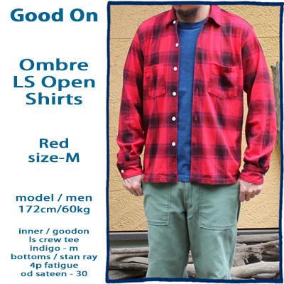 GOOD ON（グッドオン） オープンカラーシャツ アイボリー レッド