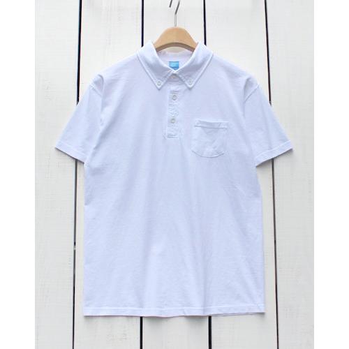 Good On グッドオン ポロTシャツ ポロシャツ 半袖 ボタンダウン ホワイト 白 ウォッシュド Short Sleeve Polo Tee White Washed｜beardstore