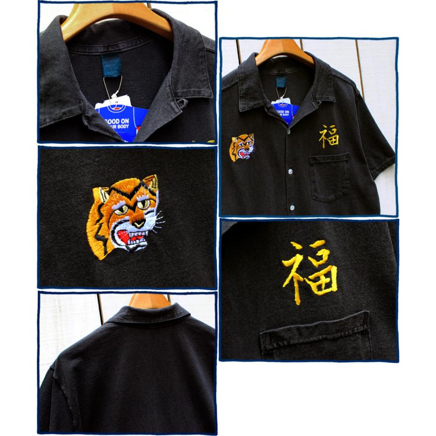 GOOD ON（グッドオン） 虎 福 オープンカラーシャツ ブラック 黒 製品
