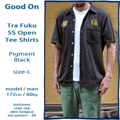 GOOD ON（グッドオン） 虎 福 オープンカラーシャツ ブラック 黒 製品