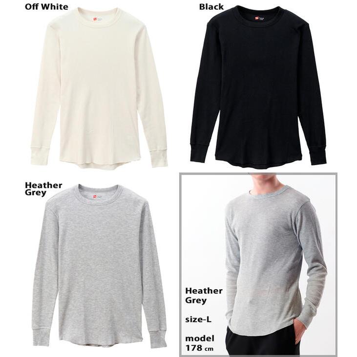 Hanes ヘインズ サーマルクルーネック長袖Tシャツ 3色展開