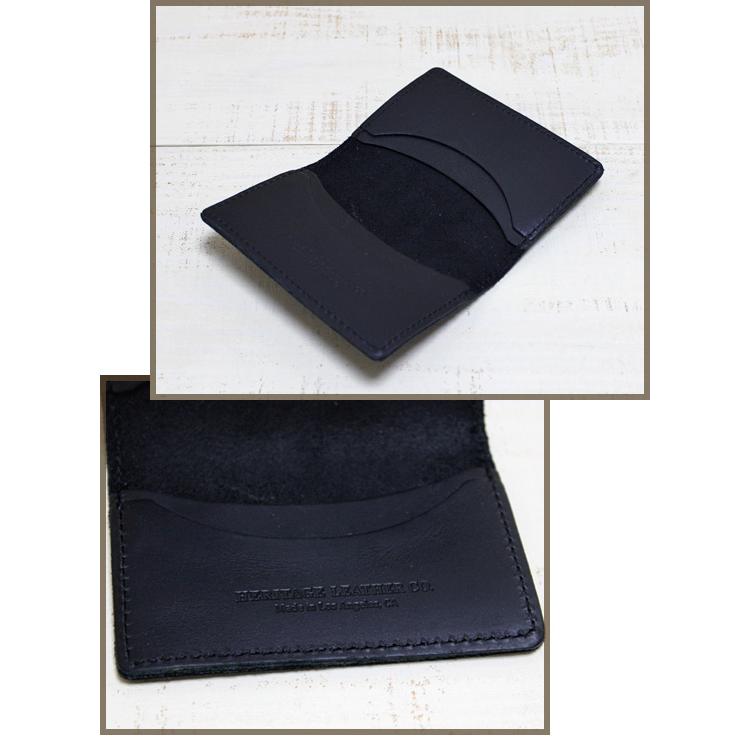 Heritage Leather Co. ヘリテージレザー 二つ折りレザーカードケース ブラック 4つポケット 8391 名刺入れ アメリカ製 4 Pocket Leather Card Case ロゴブラック｜beardstore｜02