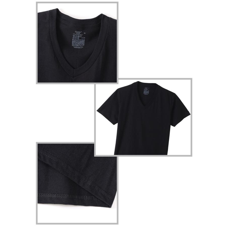 Hanes（ヘインズ） 2枚組 Vネック半袖Tシャツ ホワイト ヘザーグレー