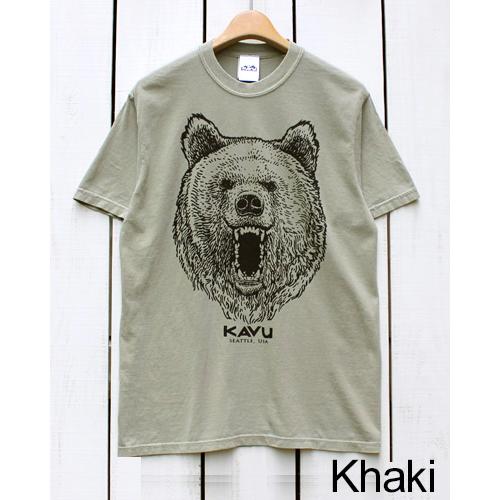 KAVU カブー プリントＴシャツ ベアー カーキ グレー ピグメント染め 2色展開 SS Bear Tee  Khaki Grey pigment 熊 くま キャンプ フェス｜beardstore｜02