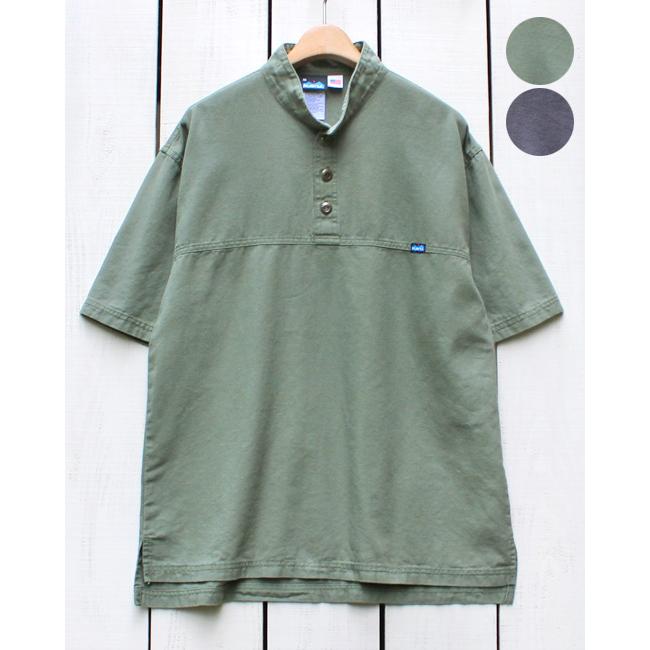 KAVU（カブー） キャンバスプルオーバーシャツ 半袖 モス チャコール