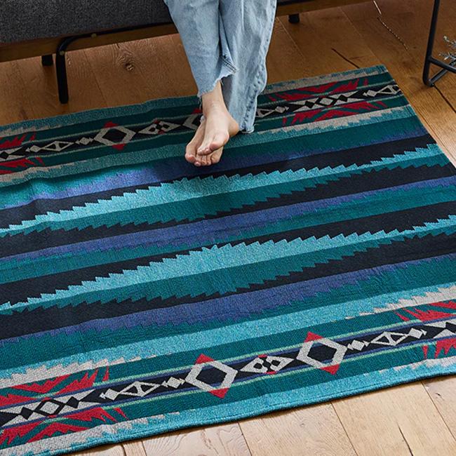 Pendleton ペンドルトン スクエアジャガードラグマット ブルーグリーン Square Jacquard Rug Mat Lahaina Wave ネイティブ インテリア ラグ 滑り止め付 リビング | PENDLETON | 05