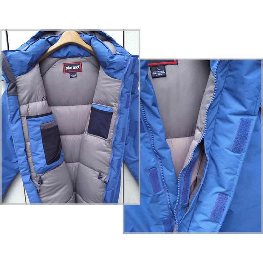 Marmot フード付きダウンジャケット 水色 Marmot（マーモット） マンモスダウンパーカー ブルー Mammoth Down