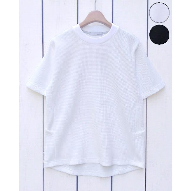 narifuri ナリフリ マルチワッフルクルーネックTシャツ ホワイト ブラック Multi Waffle Crew Neck T-Shirts 半袖 サーマル バイク ストレッチ シンプル | narifuri