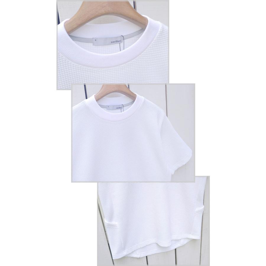 narifuri ナリフリ マルチワッフルクルーネックTシャツ ホワイト ブラック Multi Waffle Crew Neck T-Shirts 半袖 サーマル バイク ストレッチ シンプル | narifuri | 03