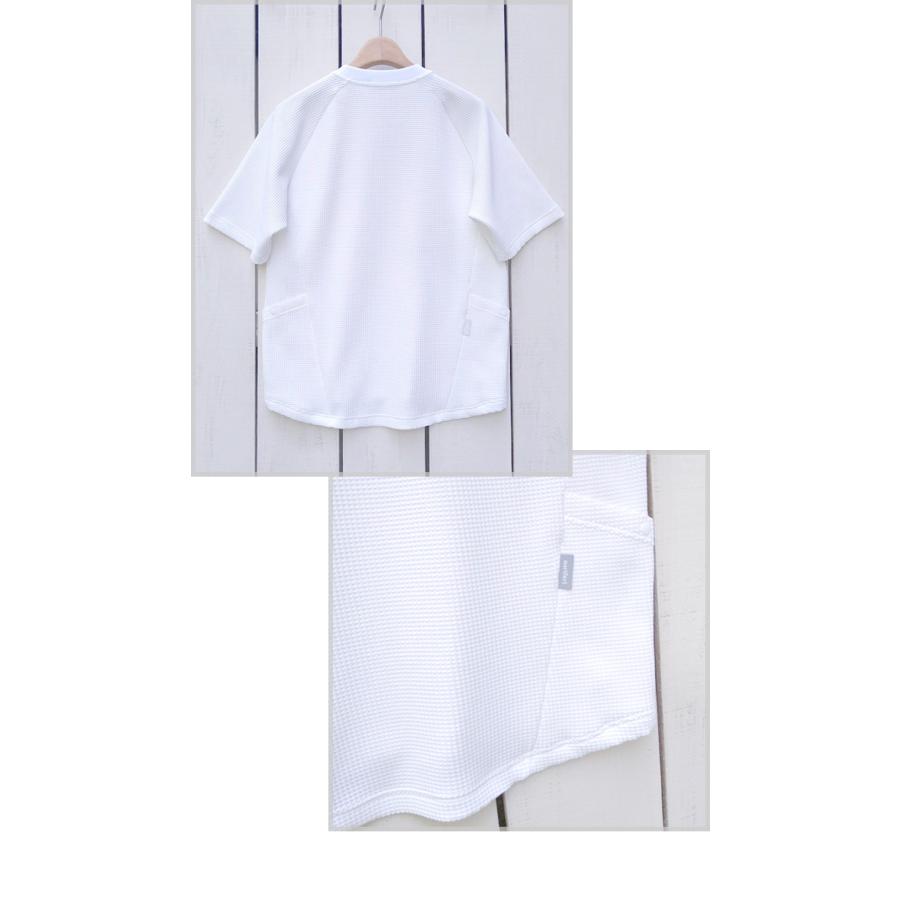 narifuri ナリフリ マルチワッフルヘンリーネックTシャツ ホワイト ブラック Multi Waffle Henley Neck T-Shirt 半袖 サーマル バイク ストレッチ シンプル | narifuri | 04