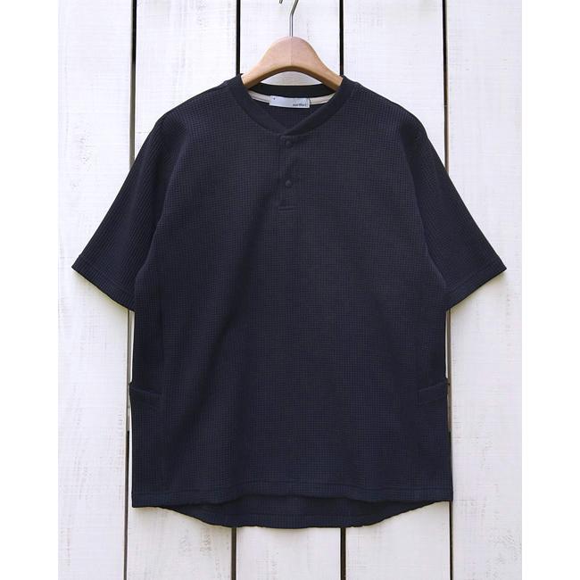 narifuri ナリフリ マルチワッフルヘンリーネックTシャツ ホワイト ブラック Multi Waffle Henley Neck T-Shirt 半袖 サーマル バイク ストレッチ シンプル | narifuri | 02