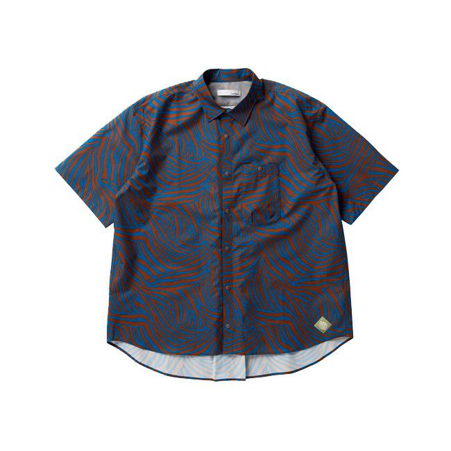 narifuri ナリフリ メッシュ半袖シャツ ブラウン ブルー 総柄 NFC Mesh SS Shirts Brown 軽量 速乾 通気 ストレッチ ネイチャー フィールド クラブ | narifuri