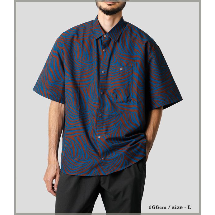 narifuri ナリフリ メッシュ半袖シャツ ブラウン ブルー 総柄 NFC Mesh SS Shirts Brown 軽量 速乾 通気 ストレッチ ネイチャー フィールド クラブ | narifuri | 04