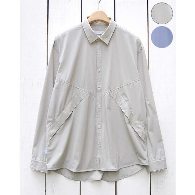 narifuri ナリフリ アウターライクシャツ グレージュ ブルーグレー Outer Like Shirts ジャケット 長袖 スナップボタン 軽量 速乾 通気 ストレッチ はおり | narifuri