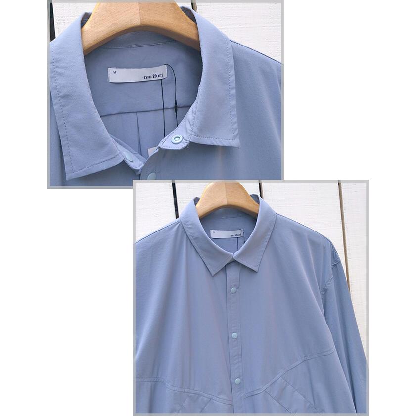 narifuri ナリフリ アウターライクシャツ グレージュ ブルーグレー Outer Like Shirts ジャケット 長袖 スナップボタン 軽量 速乾 通気 ストレッチ はおり | narifuri | 05