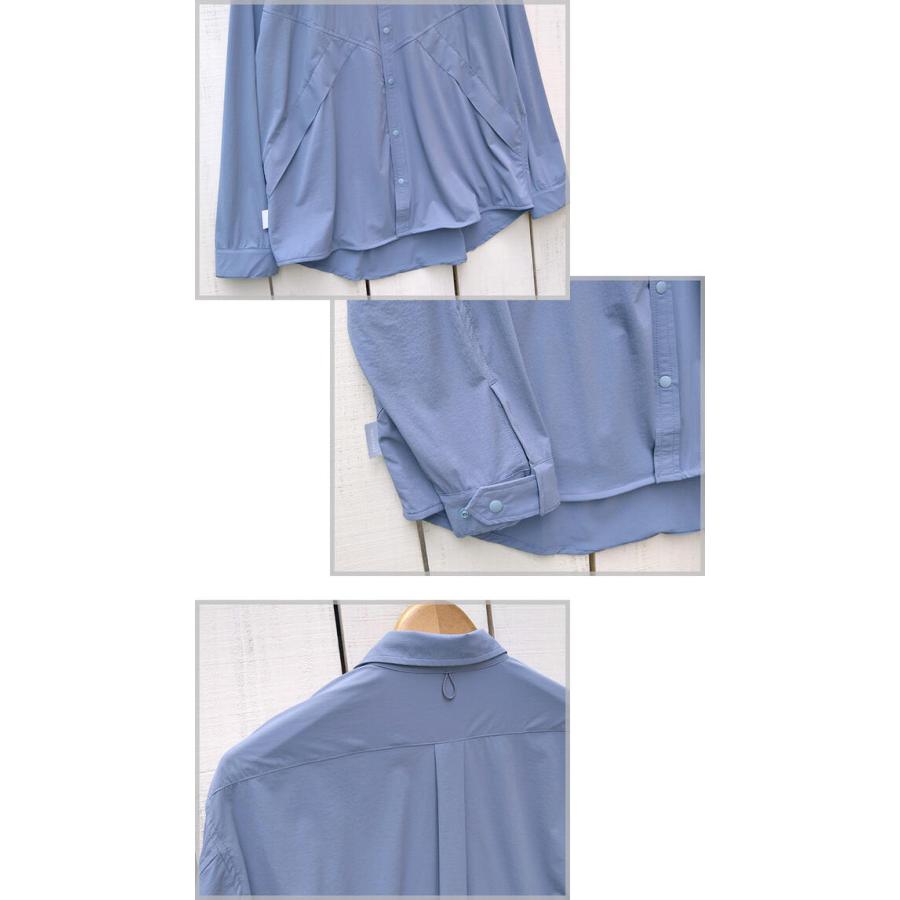 narifuri ナリフリ アウターライクシャツ グレージュ ブルーグレー Outer Like Shirts ジャケット 長袖 スナップボタン 軽量 速乾 通気 ストレッチ はおり | narifuri | 06