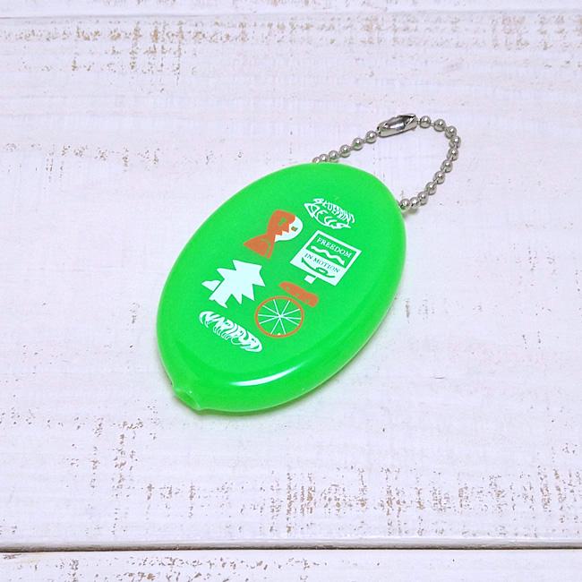 Silicone ナリフリ シリコンコインケース ライム Coin Case Lime オリジナルプリントオーバル オーバル キーホルダー 小銭入れ バック チャーム | narifuri