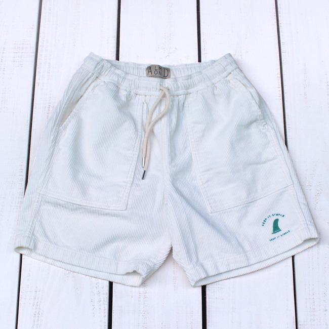 THETOE 2025AW コーデュロイショートパンツ ホワイト S 売り切れ品 ALMOND（アーモンド） アーモンドサーフ コーデュロイショーツ Keep It