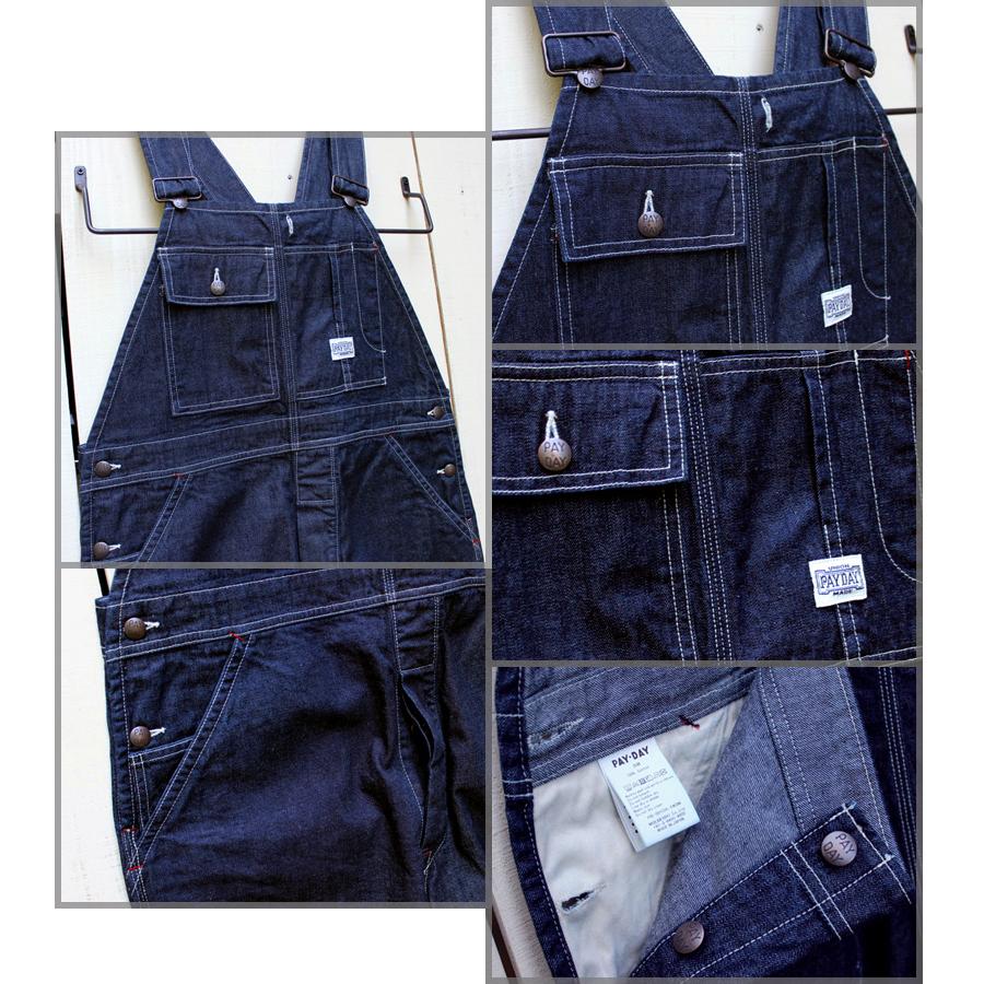 PAYDAY ペイデイ 30s オーバーオール デニム ワンウォッシュ 復刻 overalls Denim ワーク ヴィンテージ プリントゴム 30年代 日本製 pay day｜beardstore｜02