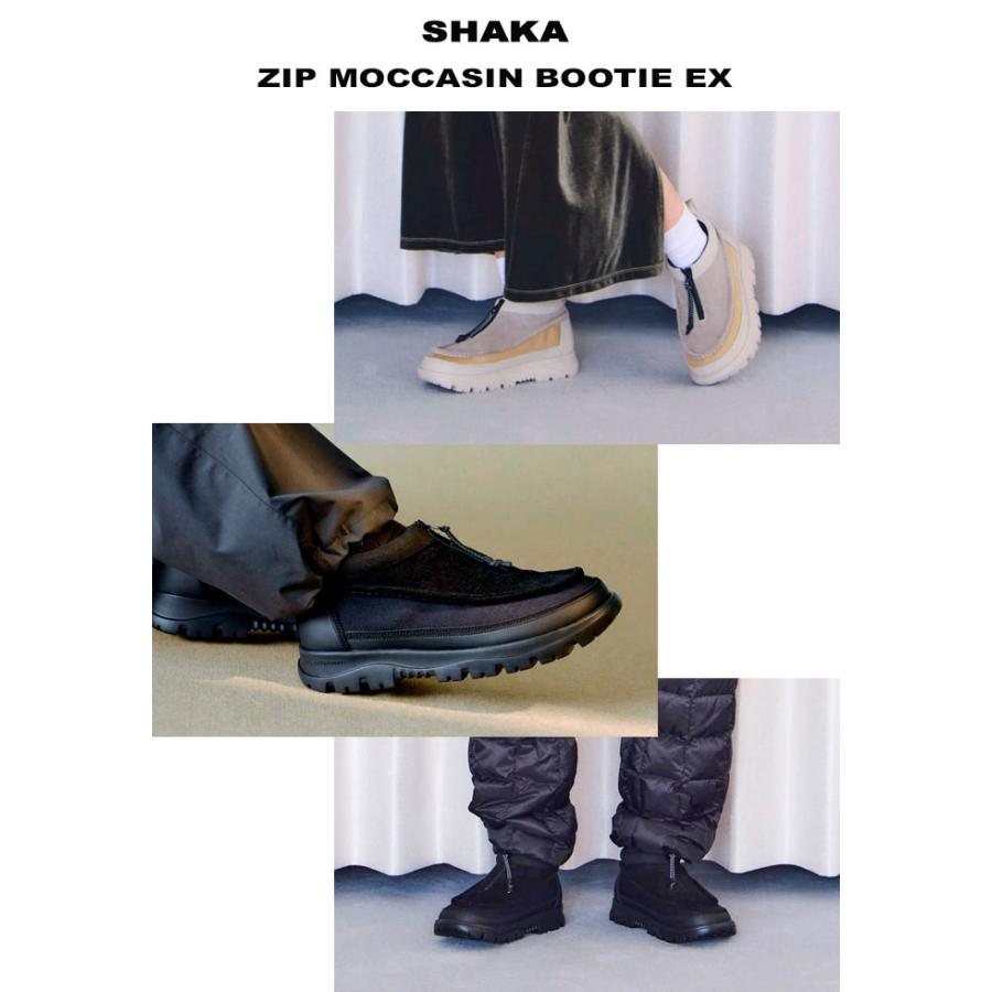 SHAKA（シャカ） ジップ モカシン ブーティ ex グレージュ ブラック