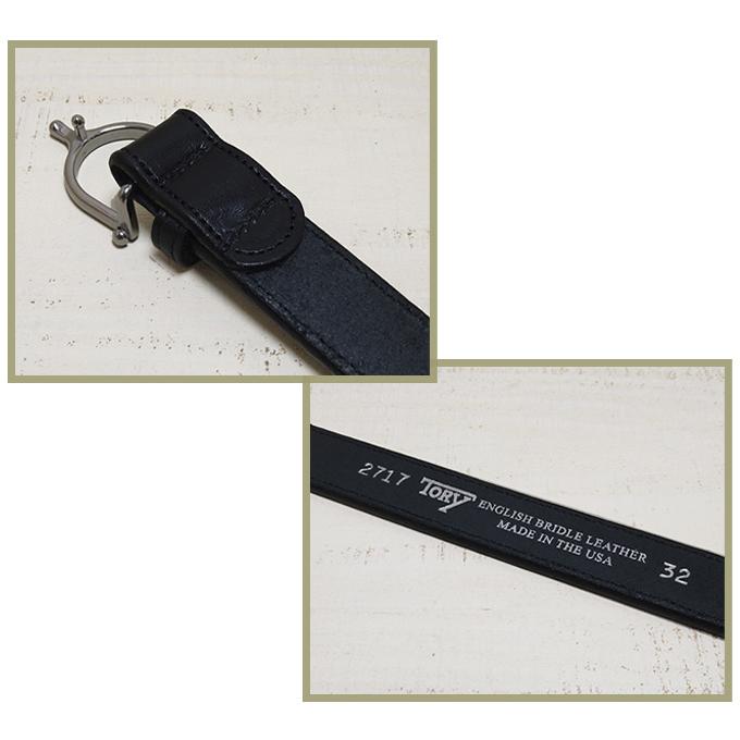Tory Leather トリーレザー ブライドルレザーベルト ブラック 黒 1 Spur Buckle Belt Black Nickel ニッケル バックル 細幅 2.5cm 4.5mm厚 馬具 米国製_2