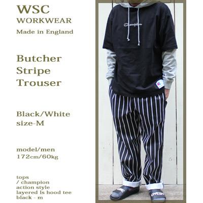 WSC Workwear ストライプシェフパンツ Butcher Stripe Trouser イージー ポリ コットン 英国製 クリアランス｜beardstore｜04