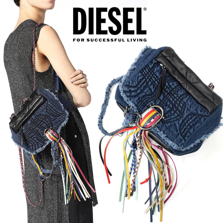 DIESEL ディーゼル デニム バッグ ミニリュック X05103 PR570 H1729 PC CAPSULE B-ANG バッグ 鞄 フリンジ カラフル かわいい｜beare-y