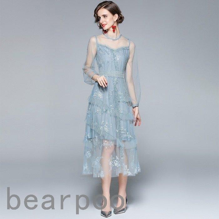 超目玉枠 可愛い お出かけ レース 七五三 刺繍 花柄 ロング Mから3l お呼ばれ ぽっちゃり ドレス 結婚式 きれいめ 大きいサイズ 長袖 秋 ワンピース 30代 50代 40代 ワンピース サイズ 2l Michiganestateplanning Com