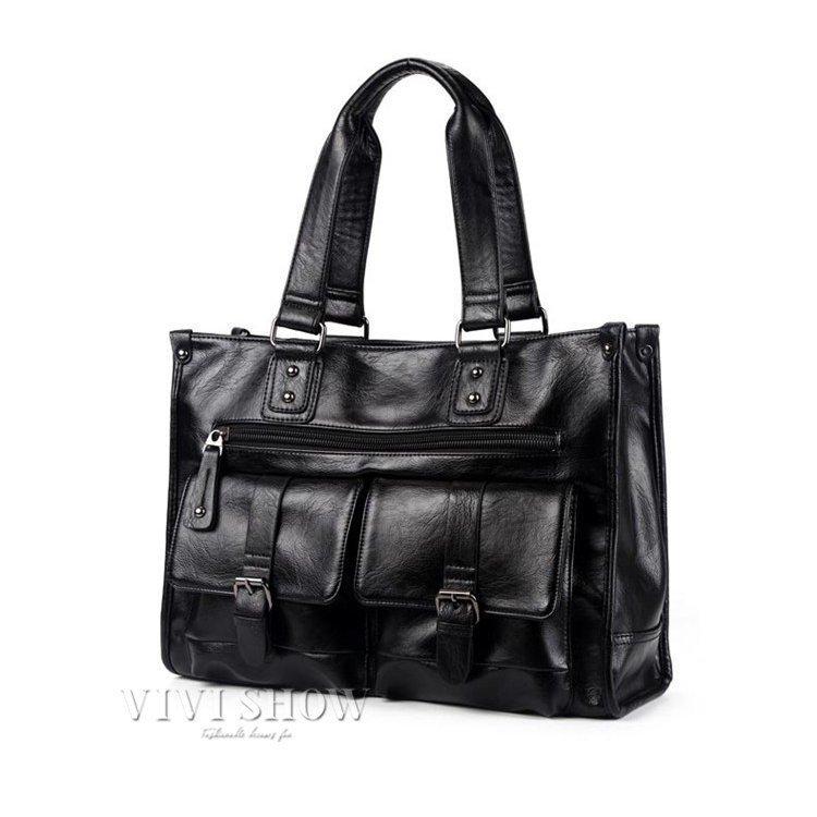 トートバッグ メンズバッグ バッグ ボストンバッグ 黒 ビジネスバッグ 通勤 出張 かばん Puレザー 大容量 一泊旅行 誠実