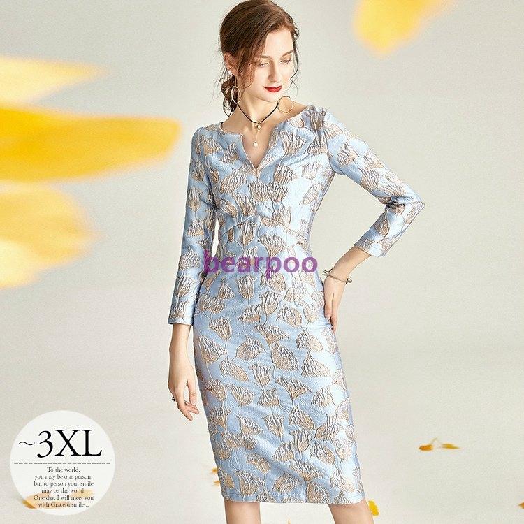 セールクーポン ドレス ワンピース タイトワンピース 膝丈 総柄 花柄 刺繍生地 エレガント 大人女性 七分袖 ぴったり ブルーミセス お呼ばれ 可愛い オシャレ Rca81 直販卸売り Www Superavila Com