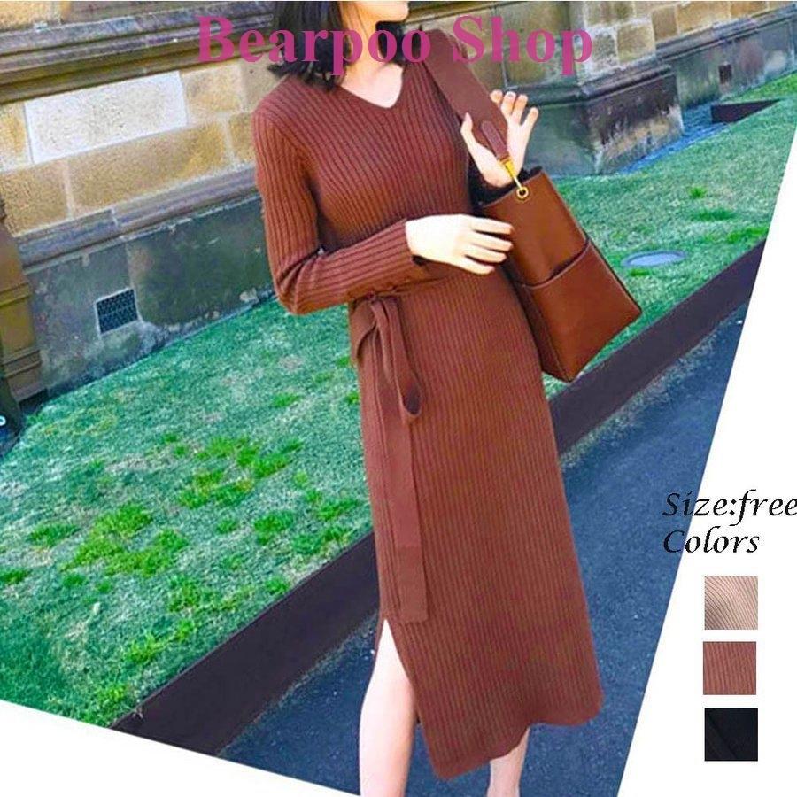 ニット ワンピース 秋冬 カジュアル ストレッチ ロングワンピース 通勤 オフィス Bear 5292atyvz Bear Poo Yahoo Shop 通販 Yahoo ショッピング