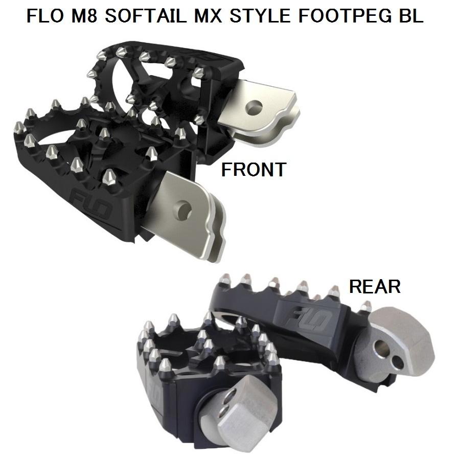 FLO MOTORSPORTS M8 ソフテイル MXスタイル フットペグ BL FPEG-800-3