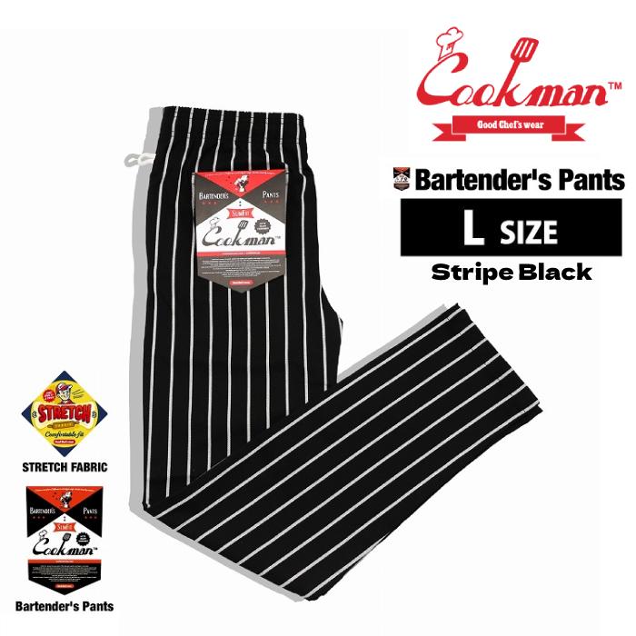 COOKMAN クックマン バーテンダーズパンツ Bartender's Pants Stripe Black ストライプブラック L 231